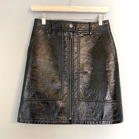 Black Patent Leather Mini Skirt - Picture 2 of 4